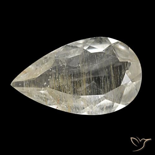 Topazio rutilato naturale giallo da 4,94 ct, taglio a pera, trasparente