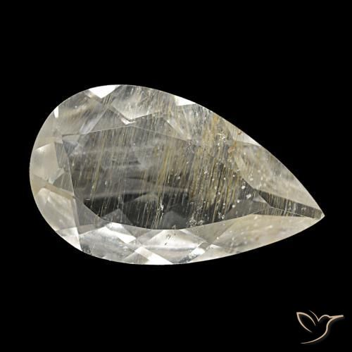Topazio rutilato naturale giallo da 4,94 ct, taglio a pera, trasparente