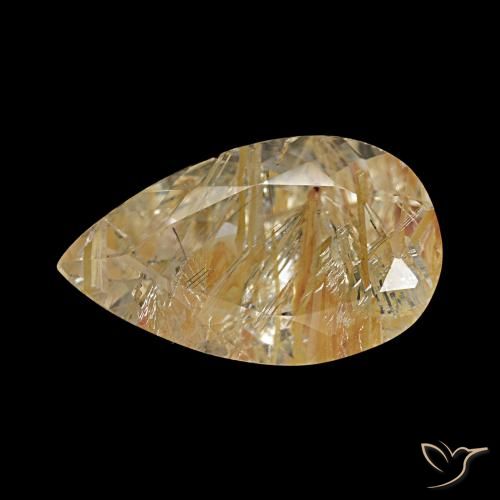 3.46ct giallo topazio rutilato, taglio a pera, trasparente