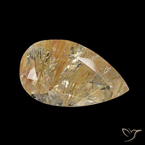 Topazio rutilato naturale giallo da 3,46 ct, taglio a pera, trasparente