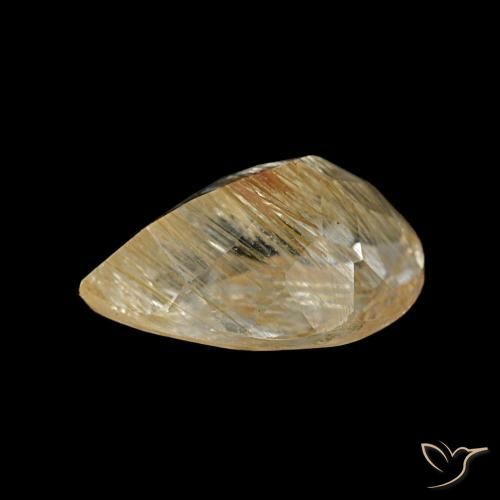 Topazio rutilato marrone dorato molto chiaro naturale da 1,68 ct, taglio a pera, trasparente