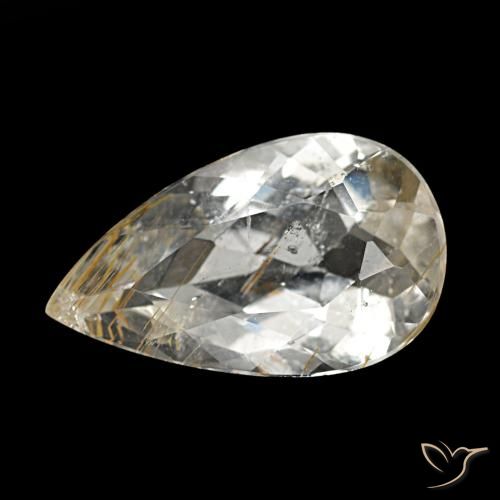 Topazio rutilato naturale giallo da 3,20 ct, taglio a pera, trasparente