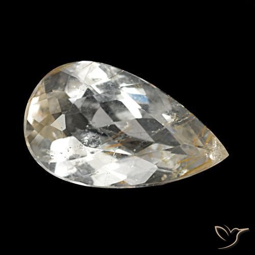Topazio rutilato naturale giallo da 3,20 ct, taglio a pera, trasparente