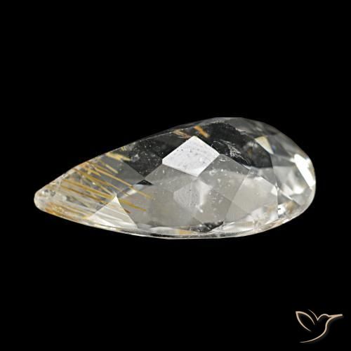 Topazio rutilato naturale giallo da 3,20 ct, taglio a pera, trasparente