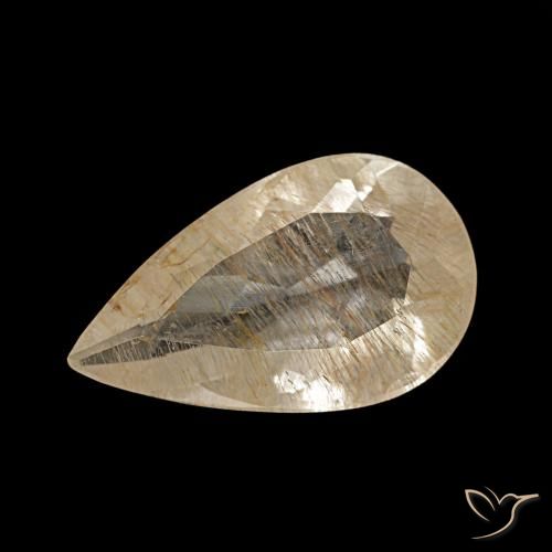 2.36ct giallo topazio rutilato, taglio a pera, trasparente