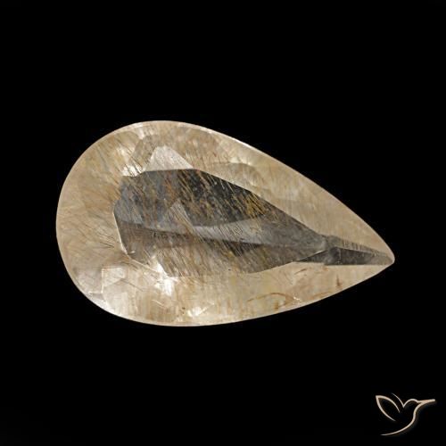Topazio rutilato naturale giallo da 2,36 ct, taglio a pera, trasparente