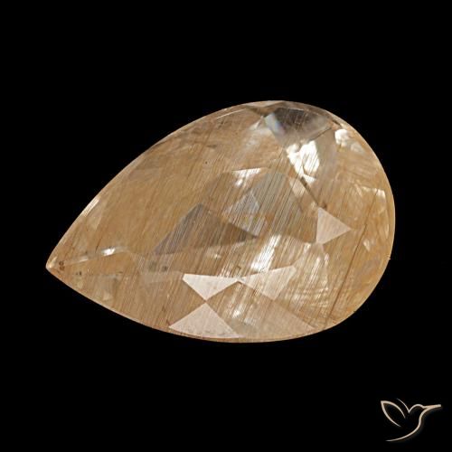 4.46ct Arancione-Oro Topazio rutilo, Forma a pera, Trasparente