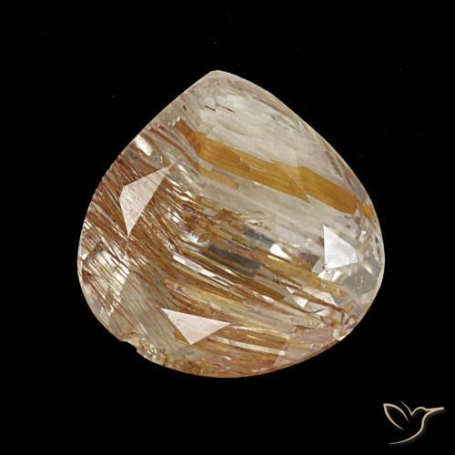 3.18ct giallo topazio rutilato, taglio a pera, trasparente