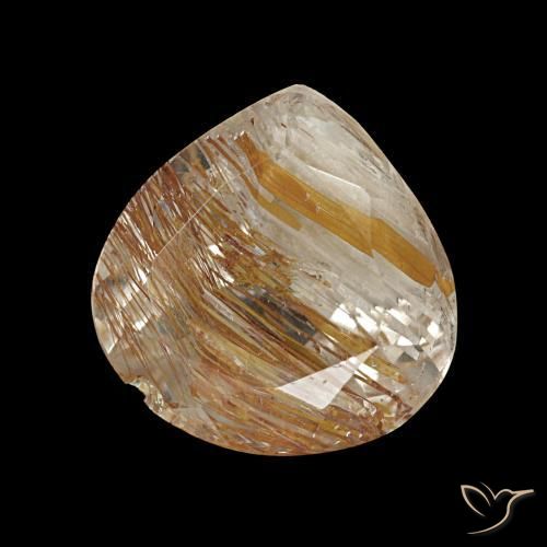 Topazio rutilato naturale giallo da 3,18 ct, taglio a pera, trasparente
