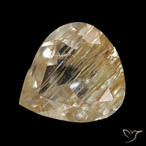 Topazio rutilato naturale giallo da 5,22 ct, taglio a pera, trasparente