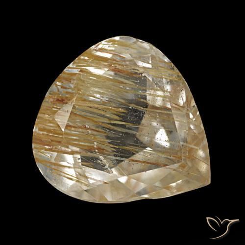 Topazio rutilato naturale giallo da 5,22 ct, taglio a pera, trasparente