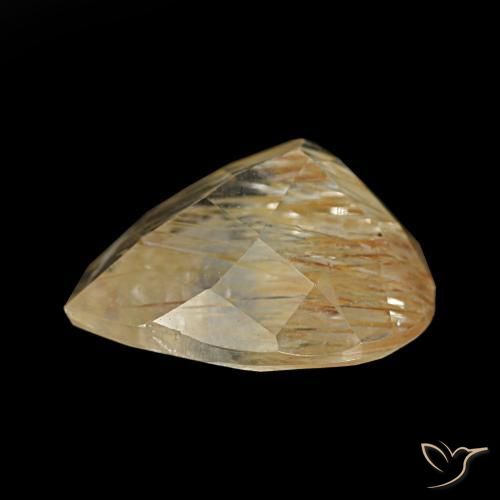 Topazio rutilato naturale giallo da 5,22 ct, taglio a pera, trasparente