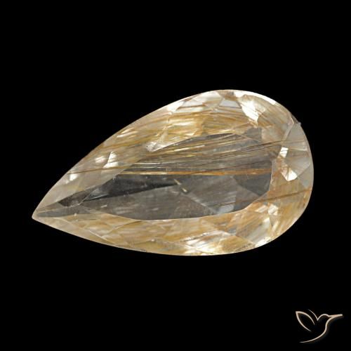 Topazio rutilato naturale giallo da 3,34 ct, taglio a pera, trasparente
