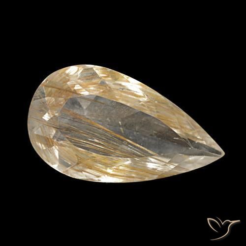 Topazio rutilato naturale giallo da 3,34 ct, taglio a pera, trasparente