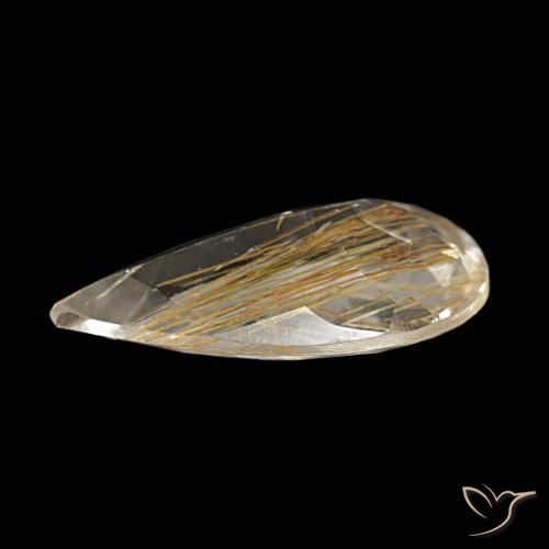 Topazio rutilato naturale giallo da 3,34 ct, taglio a pera, trasparente