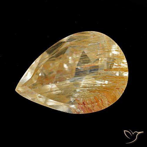 Topazio rutilo Dorato medio naturale da 4.93 ct, Forma a pera, Trasparente