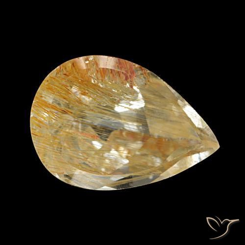 Topazio rutilo Dorato medio naturale da 4.93 ct, Forma a pera, Trasparente