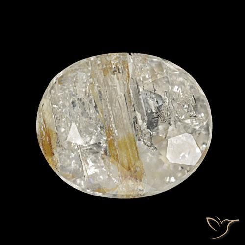 Topazio rutilato marrone dorato molto chiaro naturale da 4,28 ct, taglio ovale, trasparente