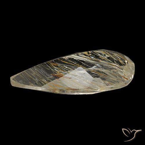 Topazio rutilato naturale giallo da 1,84 ct, taglio a pera, trasparente