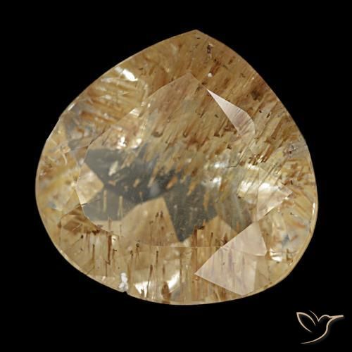 Topazio rutilato naturale marrone chiaro da 6,16 ct, taglio a pera, trasparente