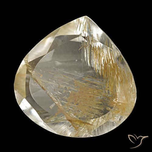 Topazio rutilato naturale marrone dorato molto chiaro da 5,46 ct, taglio a pera, trasparente