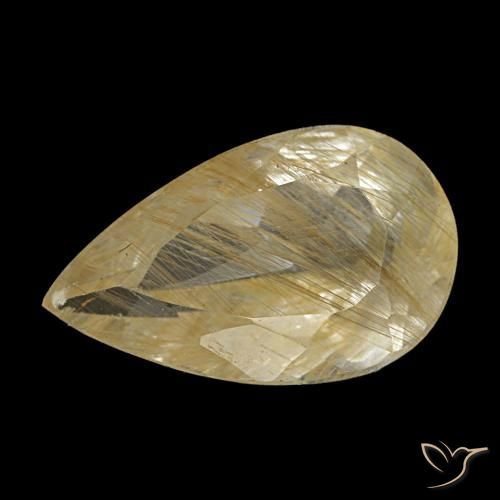 Topazio rutilato naturale giallo da 1,92 ct, taglio a pera, trasparente