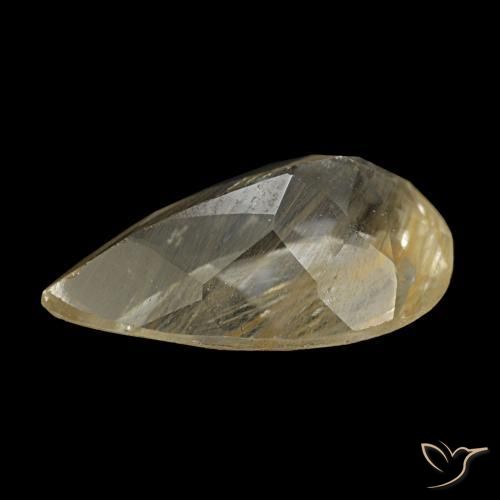 Topazio rutilato naturale giallo da 1,92 ct, taglio a pera, trasparente