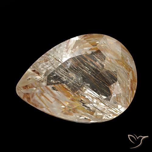 2.80ct marrone topazio rutilato, taglio a pera, trasparente