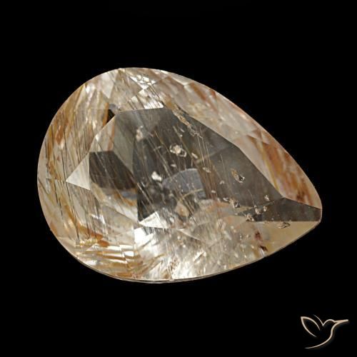 Topazio rutilato naturale marrone da 2,80 ct, taglio a pera, trasparente