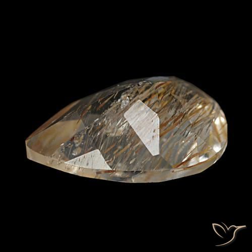 Topazio rutilato naturale marrone da 2,80 ct, taglio a pera, trasparente