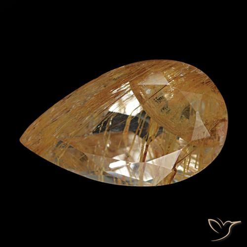Topazio rutilato naturale marrone da 3,47 ct, taglio a pera, trasparente