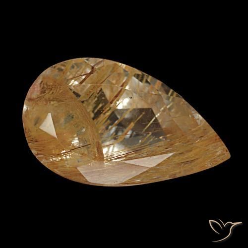 Topazio rutilato naturale marrone da 3,47 ct, taglio a pera, trasparente