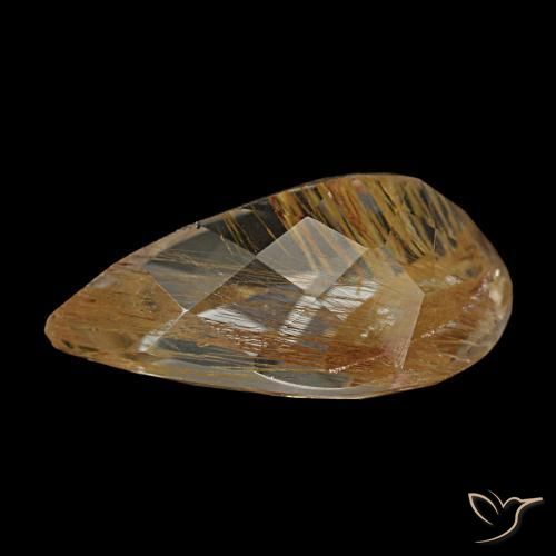 Topazio rutilato naturale marrone da 3,47 ct, taglio a pera, trasparente