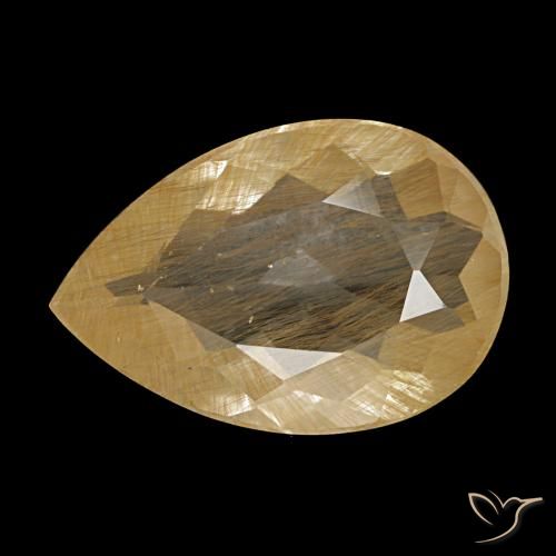 Topazio rutilato naturale marrone da 2,89 ct, taglio a pera, trasparente