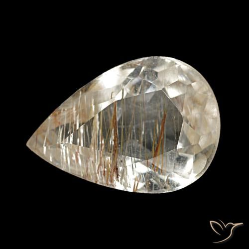 Topazio rutilato naturale marrone da 1,97 ct, taglio a pera, trasparente