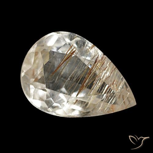 Topazio rutilato naturale marrone da 1,97 ct, taglio a pera, trasparente