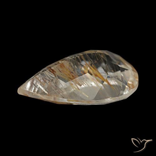 Topazio rutilato naturale marrone da 1,97 ct, taglio a pera, trasparente