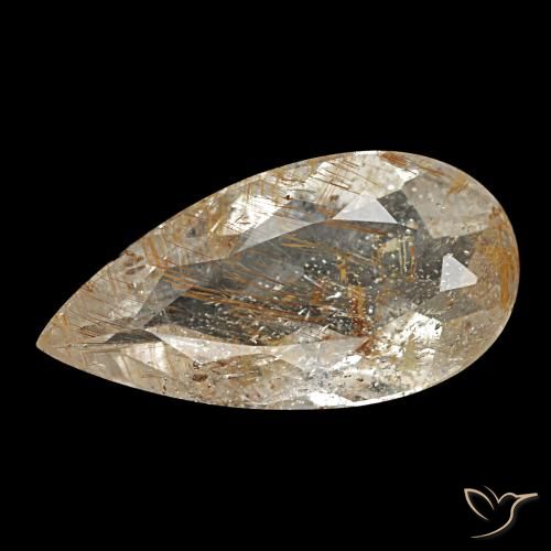 Topazio rutilato naturale marrone da 1,95 ct, taglio a pera, trasparente