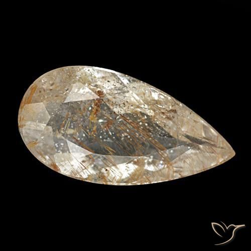Topazio rutilato naturale marrone da 1,95 ct, taglio a pera, trasparente