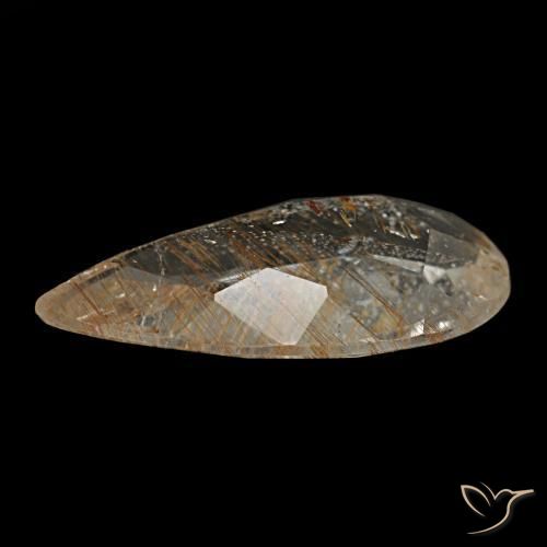 Topazio rutilato naturale marrone da 1,95 ct, taglio a pera, trasparente