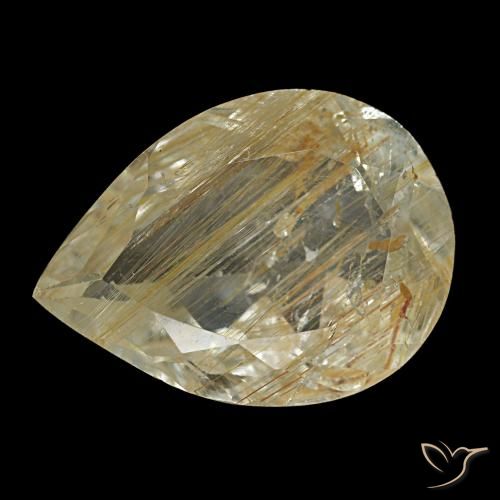 Topazio rutilato naturale giallo da 3,19 ct, taglio a pera, trasparente