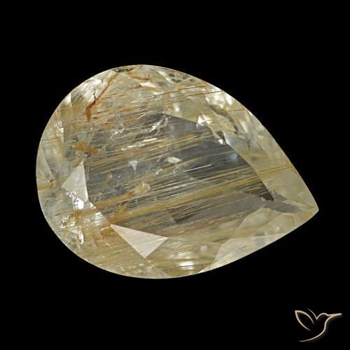 Topazio rutilato naturale giallo da 3,19 ct, taglio a pera, trasparente
