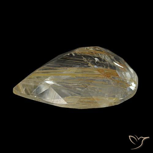 Topazio rutilato naturale giallo da 3,19 ct, taglio a pera, trasparente