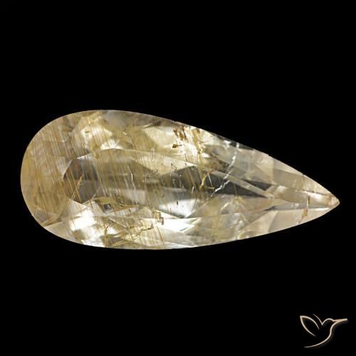 4.48ct giallo topazio rutilato, taglio a pera, trasparente