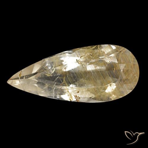 Topazio rutilato naturale giallo da 4,48 ct, taglio a pera, trasparente