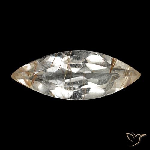 Topazio rutilato naturale marrone dorato molto chiaro da 1,40 ct, marchesa, trasparente