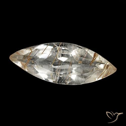 Topazio rutilato naturale marrone dorato molto chiaro da 1,40 ct, marchesa, trasparente