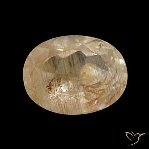 Topazio rutilato marrone dorato molto chiaro naturale da 2,09 ct, taglio ovale, trasparente