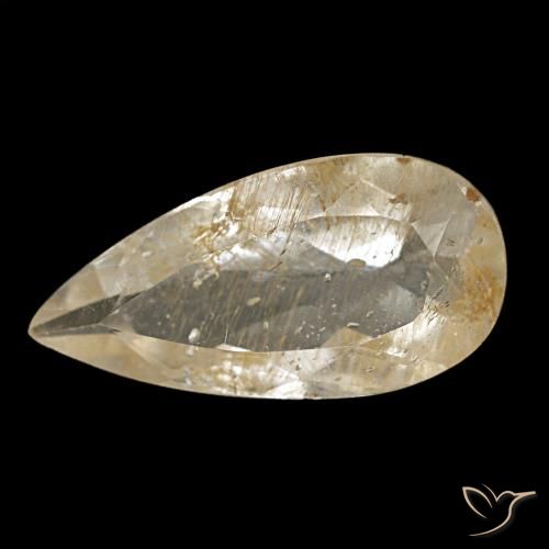 Topazio rutilato naturale giallo da 2,67 ct, taglio a pera, trasparente