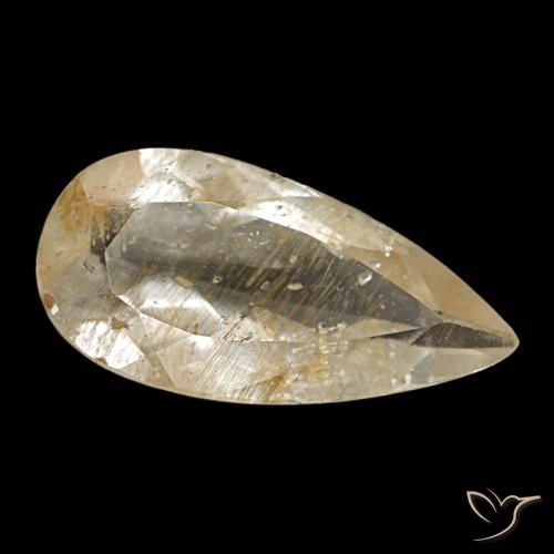 Topazio rutilato naturale giallo da 2,67 ct, taglio a pera, trasparente
